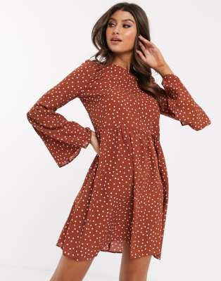 asos embellished mesh fluted sleeve smock mini dress