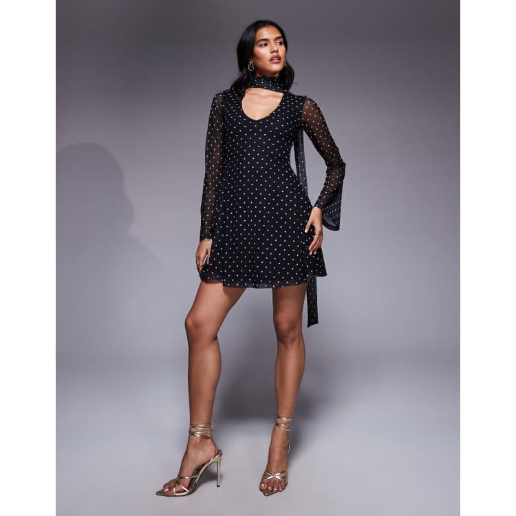 black polka dot dress asos ASOS Design - Racer Neck Maxi Dress - Women - Polyester/Viscose - 8 US
