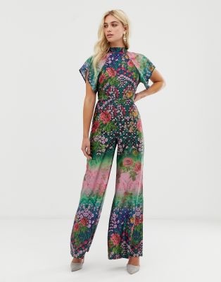 high neck floral jumpsuit