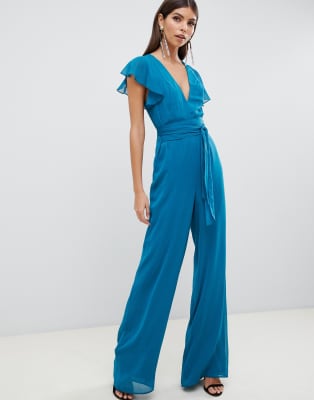 asos design flutter sleeve jumpsuit