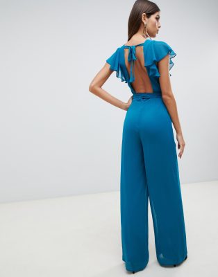 asos design flutter sleeve jumpsuit