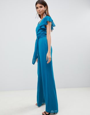 asos design flutter sleeve jumpsuit