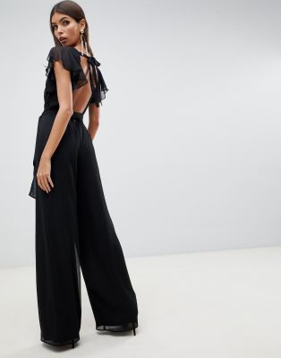 asos design flutter sleeve jumpsuit