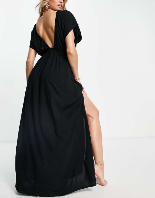 Asos black store beach dress