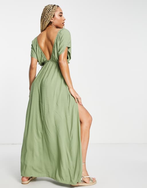 Asos flutter hotsell sleeve maxi dress