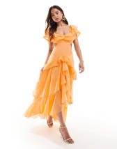 Daska ruched maxi dress with waist and neck tie detail in calbalt 
