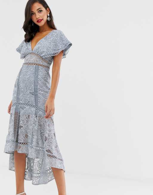 Asos grey best sale lace dress