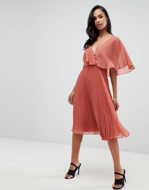 Asos midi 2025 dress pleated skirt