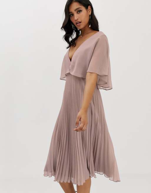 Asos design flutter sleeve midi dress 2024 with pleated skirt