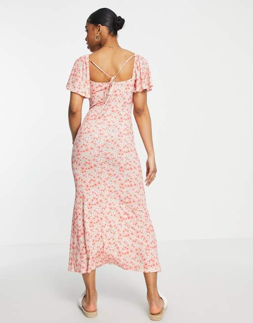 Asos flutter sleeve midi dress sale