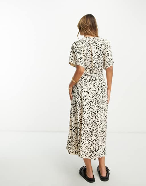 ASOS Design Flutter Sleeve Midi Tea Dress