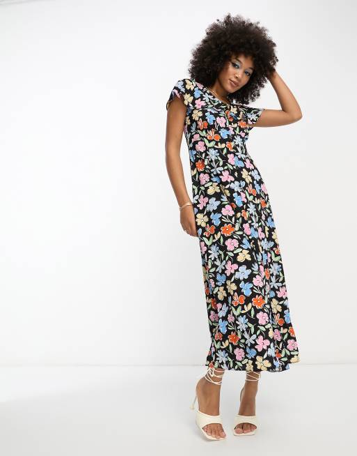 ASOS Design Flutter Sleeve Midi Tea Dress