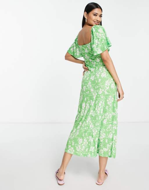 Asos design flutter outlet sleeve midi dress