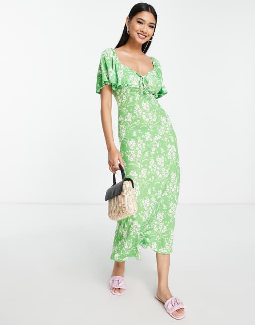 Asos design flutter outlet sleeve midi dress