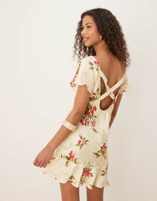 ASOS DESIGN FLUTTER SLEEVE MINI DRESS 