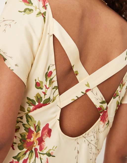 ASOS DESIGN flutter sleeve mini dress in floral print