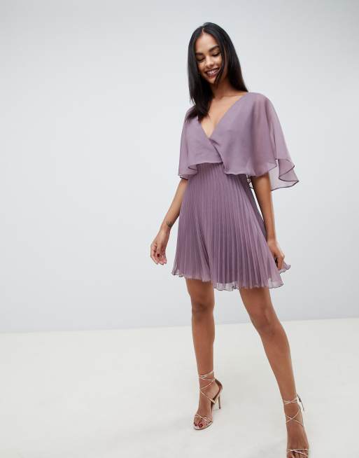 Asos design flutter sleeve midi dress 2024 with pleated skirt