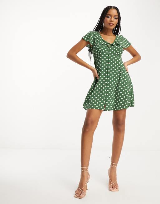 Asos green spotty outlet dress