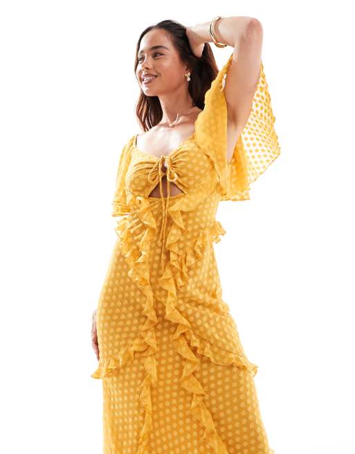 Asos yellow polka dot dress online