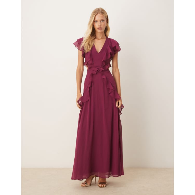 knee length dresses for ladies Flutter Sleeve Sweetheart Neck White Maxi Dress by She + Sky – Hometown  Heritage Boutique
