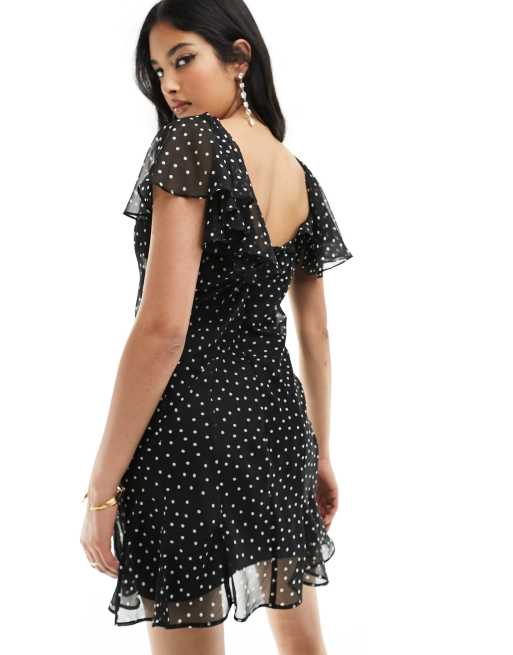 Asos black polka dot dress best sale