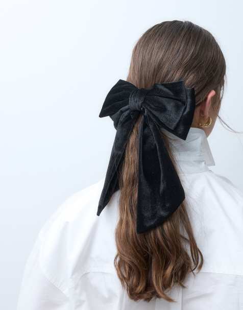 ASOS DESIGN fluwelen haarstrik in zwart - view 1