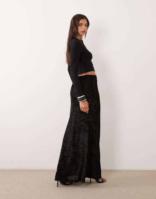 ASOS DESIGN fluwelen mesh maxirok in zwart, 3 van 5