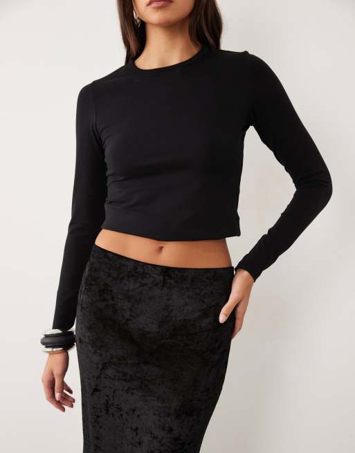 ASOS DESIGN fluwelen mesh maxirok in zwart, 4 van 5