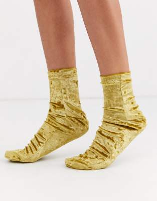 ASOS DESIGN  Senapsgula strumpor i sammet Gul