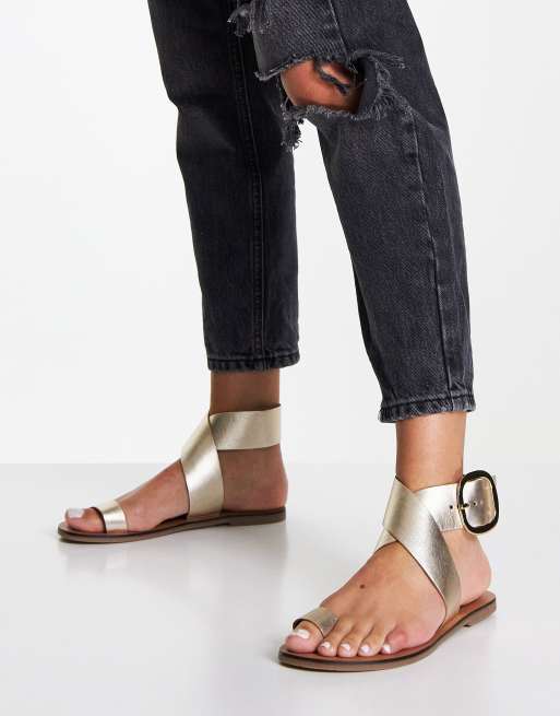 Gold ankle strap outlet flat sandals