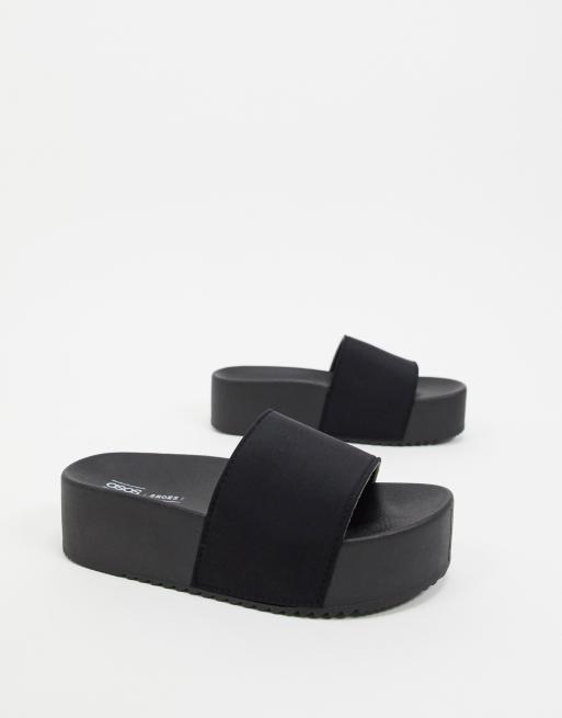 ASOS Design Smiley Collab Sliders in Black