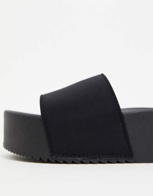 ASOS DESIGN Focused flatform sliders in black, 3 of 4