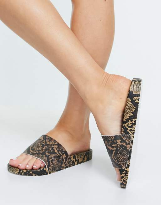 ASOS DESIGN - Foiled - Pool-sliders i slangeprint