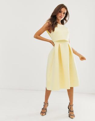 pale yellow midi dress