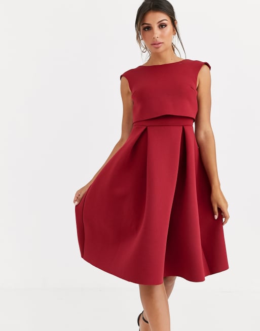 Fold back crop top midi deals prom dress