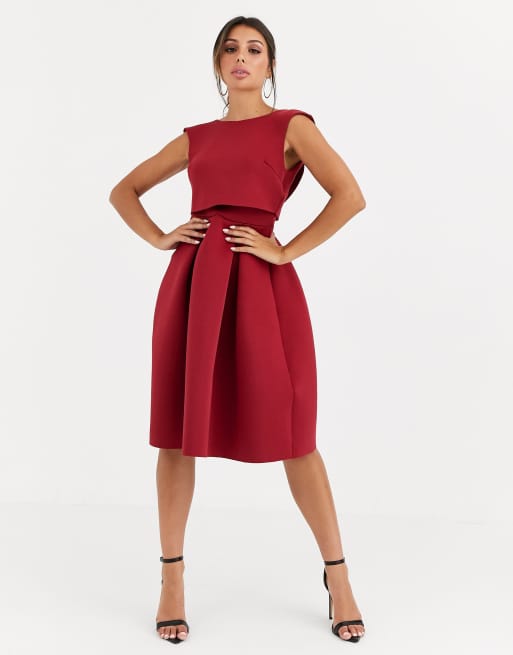 Fold back crop shop top midi prom dress