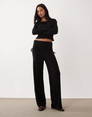 Asos Design Fold Back Ruched Pants In Black