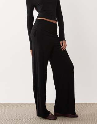 Asos Design Fold Back Ruched Pants In Black
