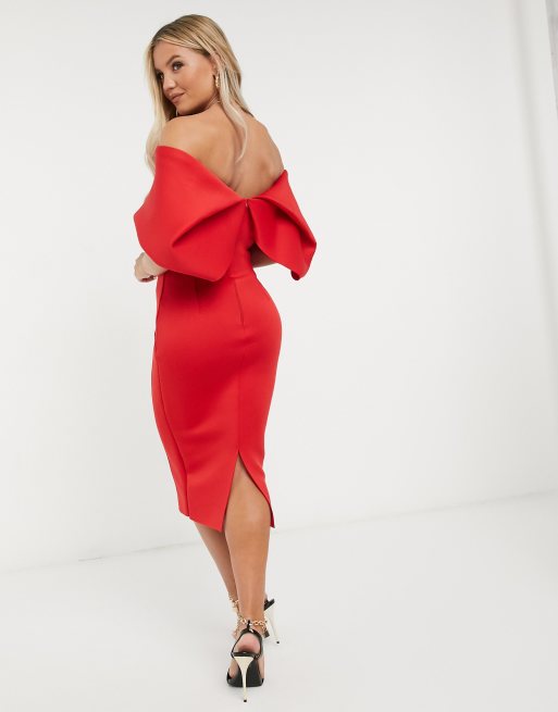 Asos red store pencil dress