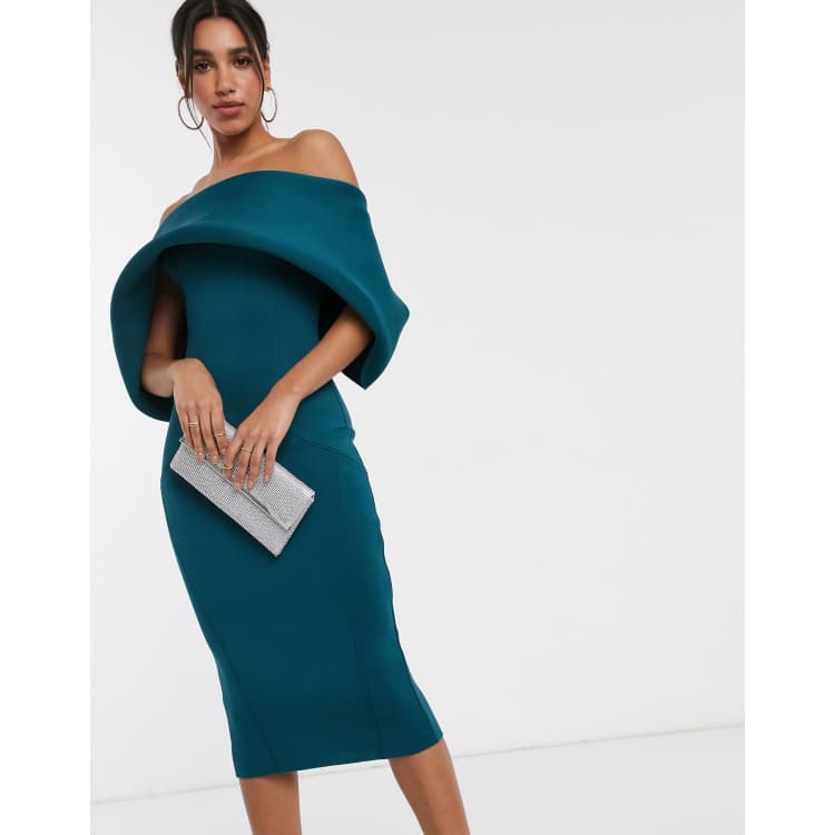 Asos bardot sale fold wrap dress