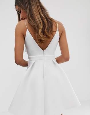 white scuba skater dress