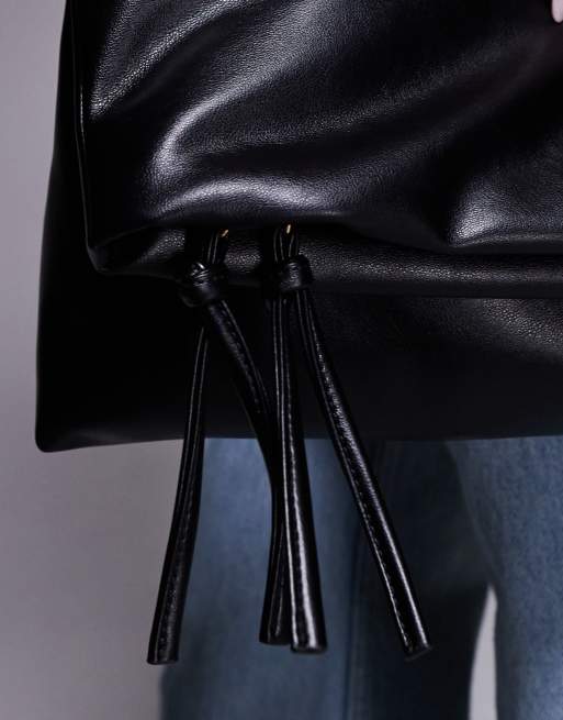 ASOS DESIGN fold-over clutch bag in black