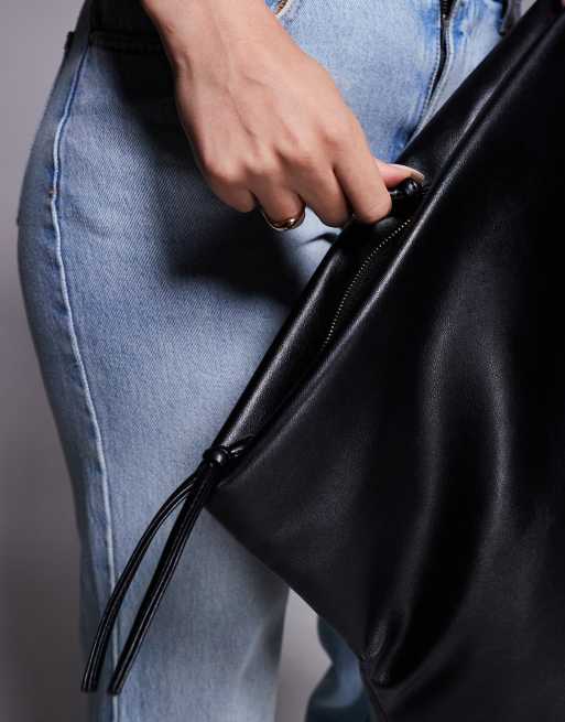 ASOS DESIGN fold-over clutch bag in black