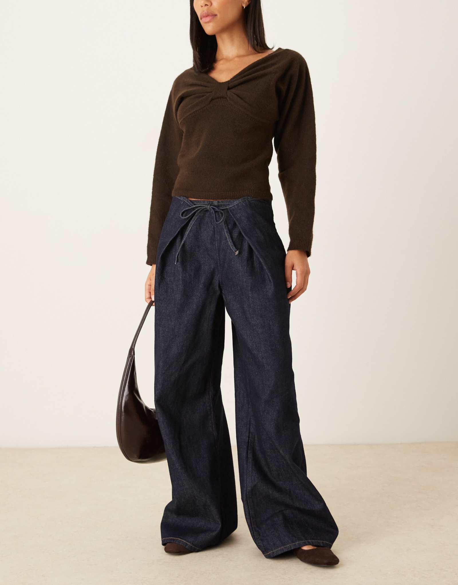 ДИЗАЙНЕРСКИЕ джинсы ASOS с завязками на талии цвета индиго