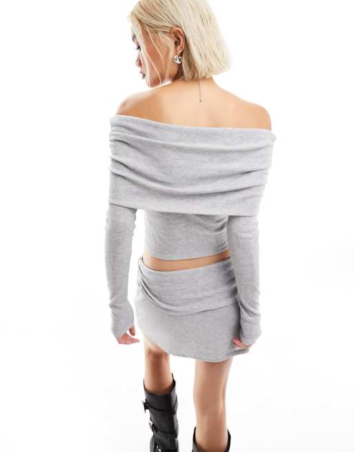 Grey Night Out Over Shoulder Pullover – Frillu