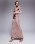 [ASOS DESIGN] ASOS DESIGN fold over waist fishtail maxi skirt with side ruching in mink-Purple 10 Mink