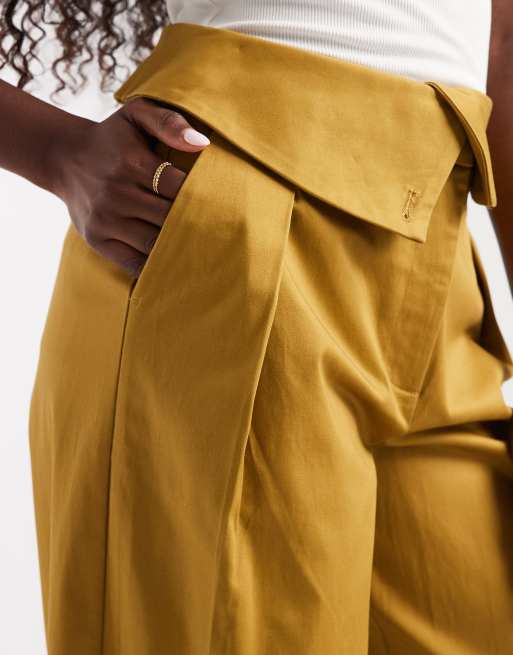ASOS DESIGN fold over waist pants in dried tobacco, 5 of 5