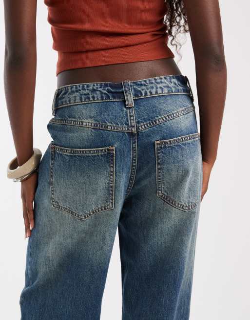 ASOS DESIGN fold over waistband jean in vintage wash, 5 of 5