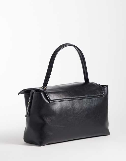 ASOS DESIGN fold top tote bag in black, 4 of 4