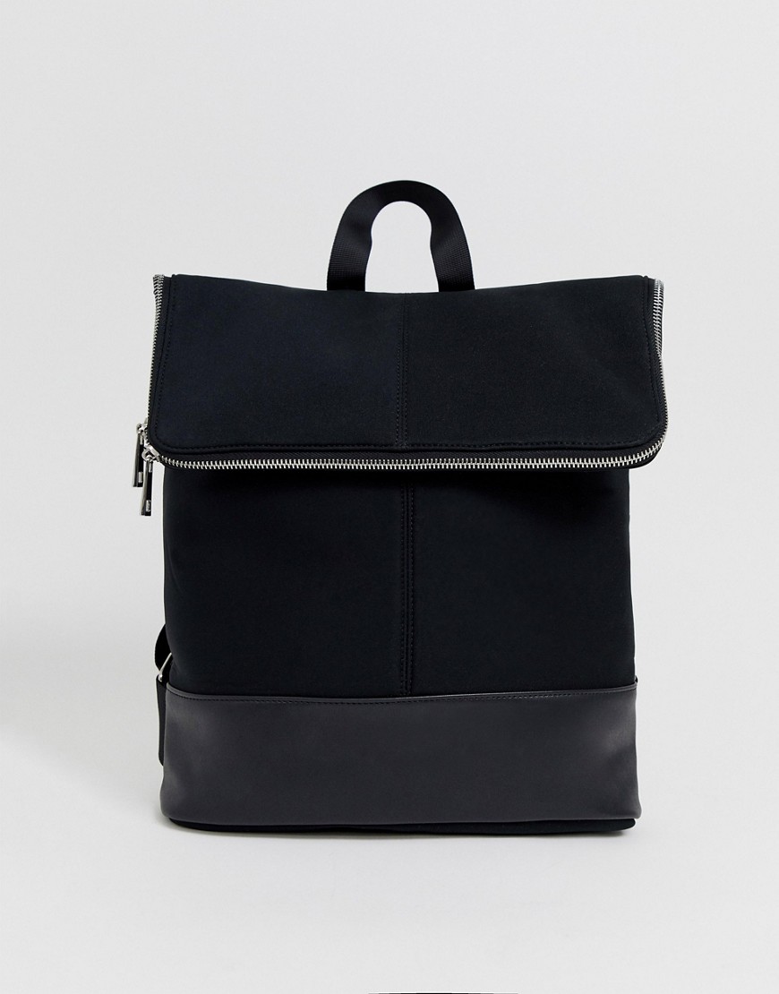 ASOS DESIGN foldover backpack-Black